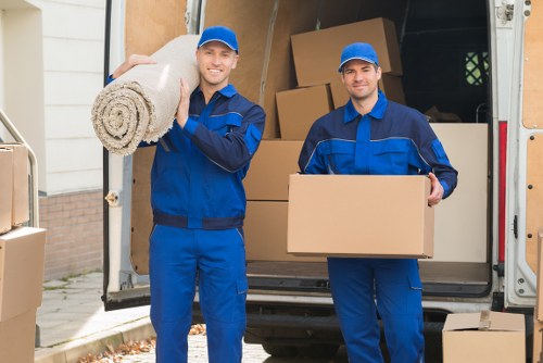 Kingsbury removal van loading boxes and household items safely