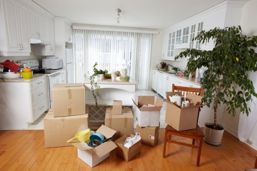 Packing and organising household items before a home move in Kingsbury