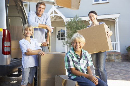 Family preparing for a house move in Kingsbury